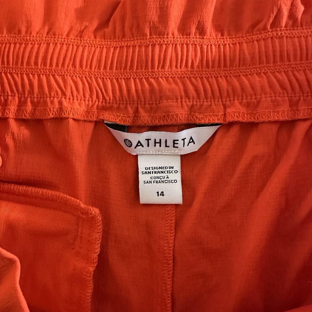 Athleta Trekkie High Rise Wide Parachute Pants Women Size 14 Orange Activewear - Picture 7 of 12